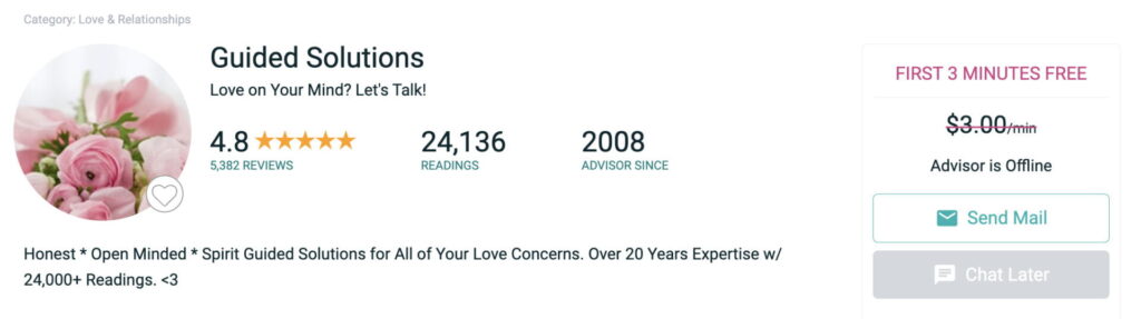 Guided Solutions Psychic Profile at Keen.com