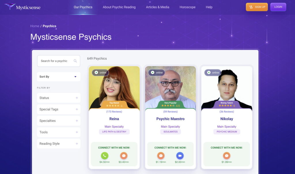 Mysticsense website